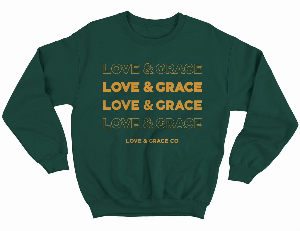LOVE & GRACE - FOREST GREEN CREWNECK SWEATER