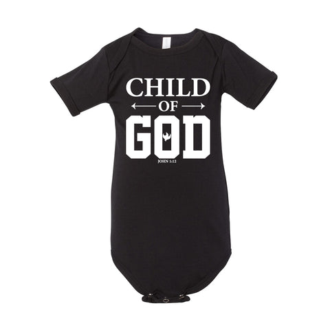 CHILD OF GOD - BLACK BABY ONESIE