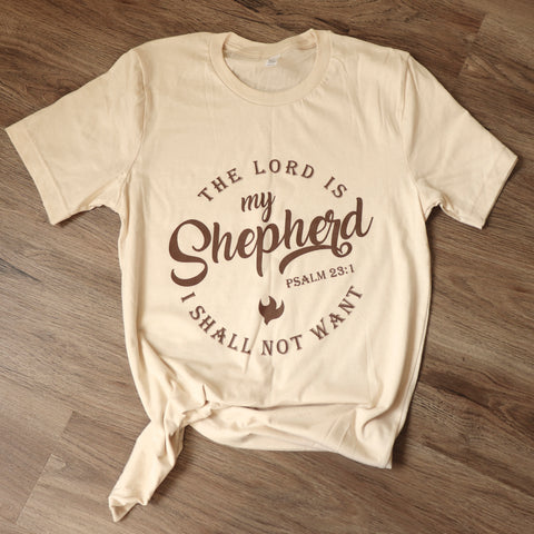 THE LORD IS MY SHEPHERD I SHALL NOT WANT BEIGE TEE