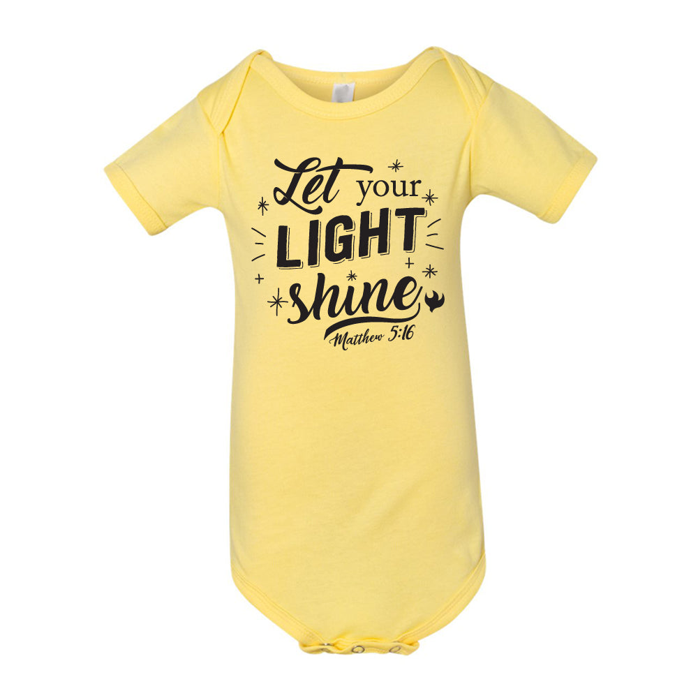 LET YOUR LIGHT SHINE - YELLOW BABY ONESIE